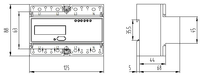 Ct 5a 3 Phase Active Din Rail Kwh Meter With Pulse