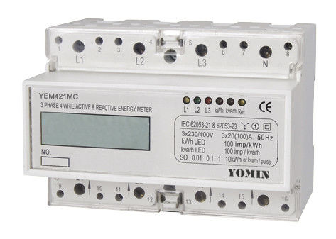 4 Wire Active And Reactive Din Rail 3 Phase Energy Meter Electronic Watt Hour Meter