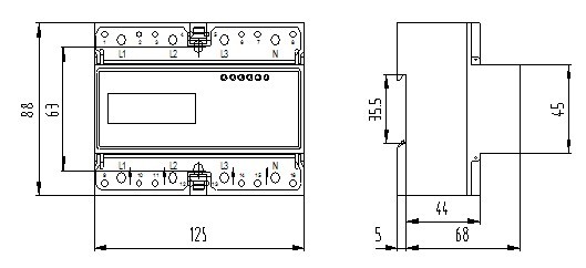 35mm Standard Kilowatt Hour Meter 3 Phase Four Wire Din