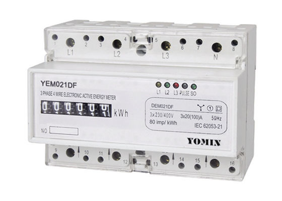 China Three Phase Din Rail KWH Meter , electronic Active Digital Energy Meter supplier