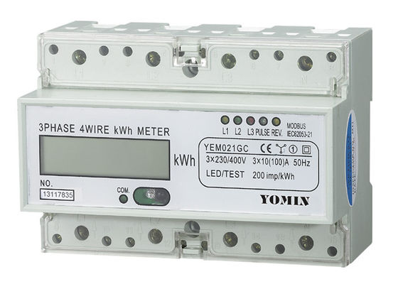 China Three Phase 4 Wire Din Rail KWH Meter With Far Infrared and RS485 supplier