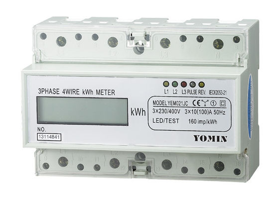 China 5A 10A 20A LCD Display Din Rail KWH Meter , 3 Phase Energy Meter supplier