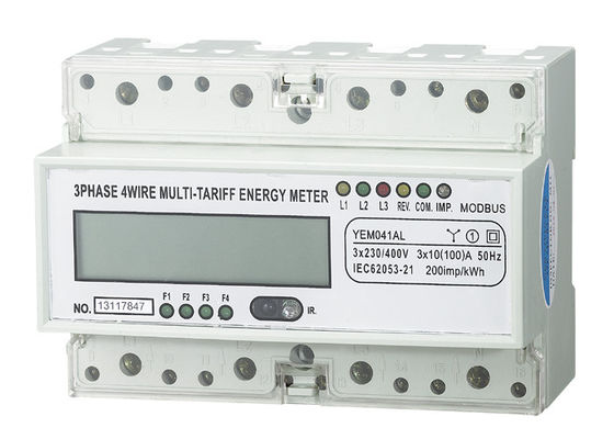 China Light Weight Three Phase Energy Meter Accuracy 1.0  PC 35mm Din Rail For Home supplier