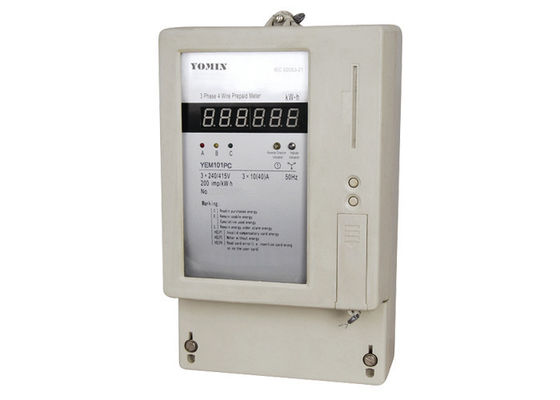 China ISO9001 4 Wire 3 Phase Prepaid Energy Meter With IC Card + Card Reader supplier