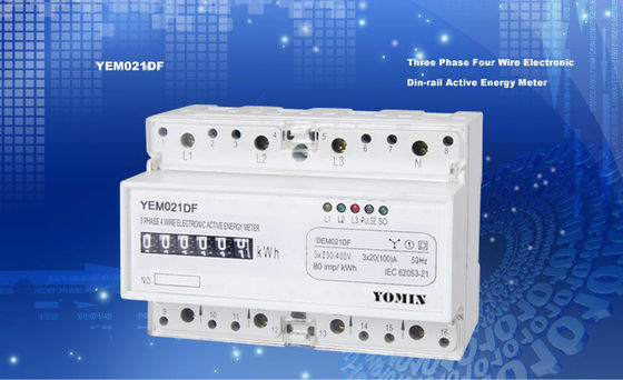 China YEM021DF Impulse Register Display 230V Three Phase Energy Meter / Din Rail kWh Counter Meter supplier