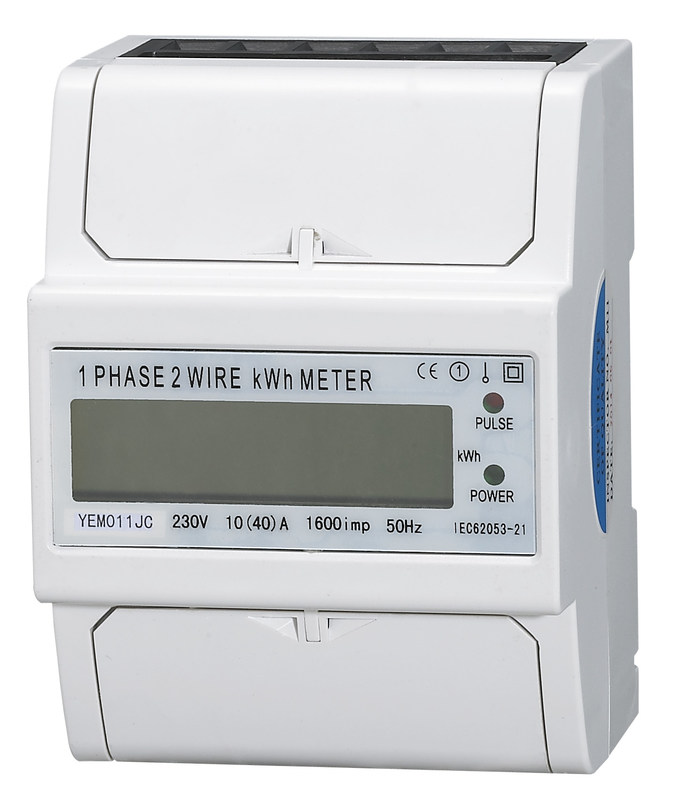 4 Modules Small Size Single Phase Energy Meter 50A KWH LCD Display Din Rail