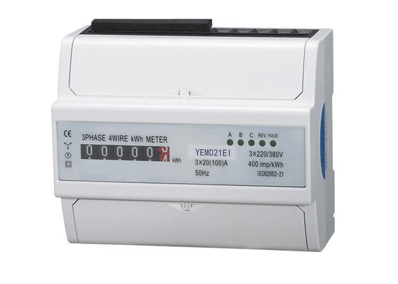 20 / 100A Electric Three Phase Din Rail KWH Meter , 7P Watt Hour Meter supplier