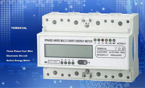 Light Weight Three Phase Energy Meter Accuracy 1.0  PC 35mm Din Rail For Home supplier