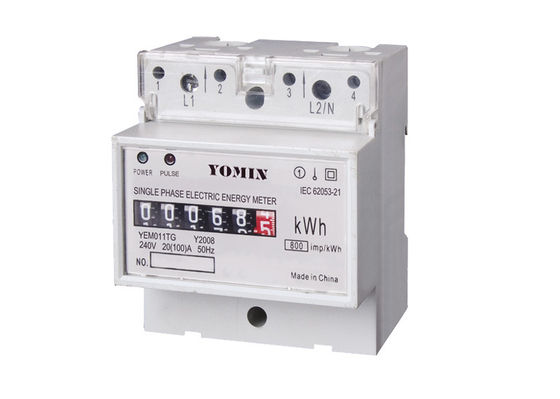 Electronic DIN Rail YEM011TG Single Phase Energy Meter Cyclometer Display 110V / 220V supplier