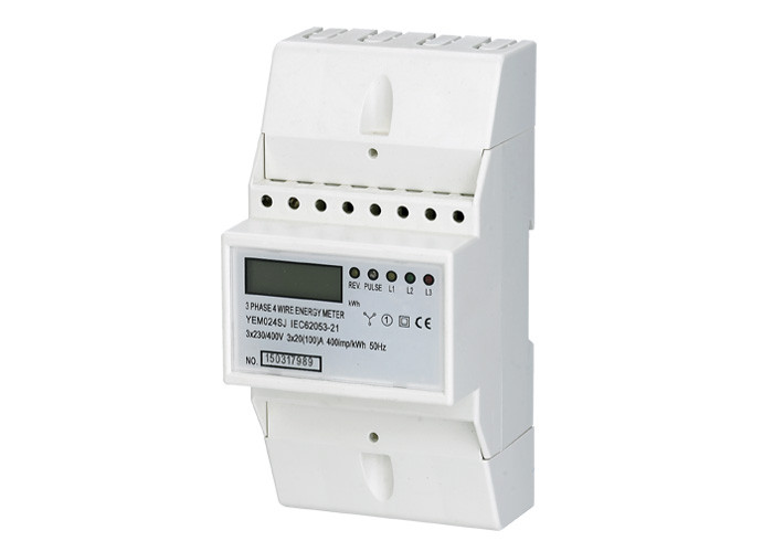 Class 1.0 DIN Rail KWH Meter / High Efficiency three phase multi tariff ...